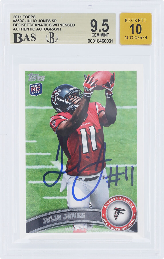 Julio Jones Atlanta Falcons Autographed 2011 Topps #350C Beckett Fanatics Witnessed Authenticated 9.5/10 Rookie Card