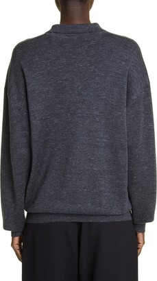 The Row Deja Mélange Cashmere, Silk & Hemp Blend Polo Sweater