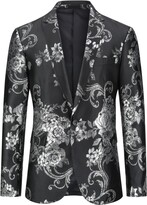 Thumbnail for your product : YOUTHUP Mens Embroidery Blazer Slim Fit Flowery Suit Jacket Stylish Floral Tuxedo Jackets