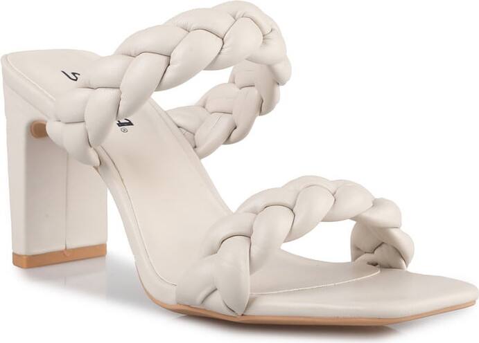 Soda Sunglasses Women's Braided Band Square Heel Sandals