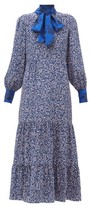 Thumbnail for your product : Beulah Sandhya Floral-print Silk Dress - Navy Multi