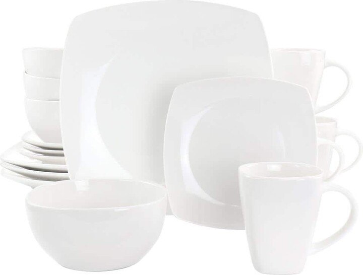 Gibson Elite Soho Lounge 16-Piece White Fine Ceramic Dinnerware (Service Set for 4)