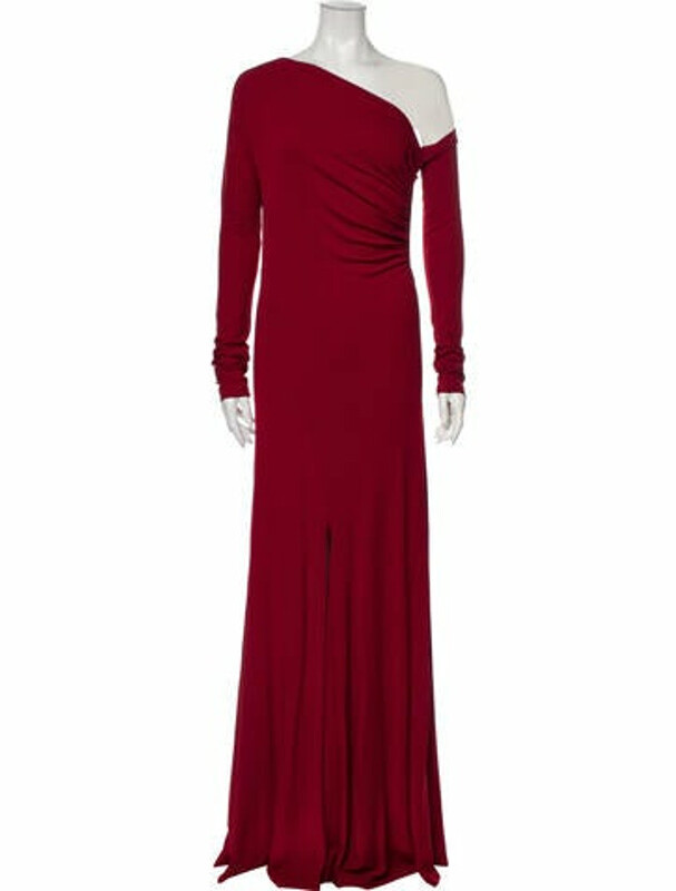 Donna Karan One-Shoulder Long Dress Red - ShopStyle