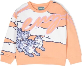 Kenzo Kids Cat-Print Cottonn Sweatshirt