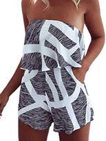 Thumbnail for your product : Simaier Off Shoulder Jumpsuits Floral Print Striped Beach Summer Rompers
