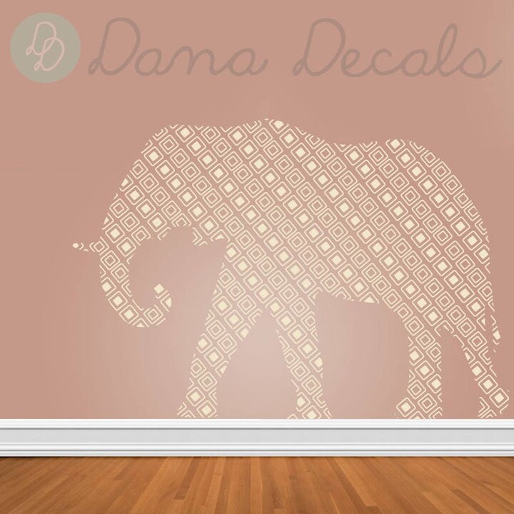 Etsy Modern Elephant Vinyl Wall Decal Large Nursery Kidsroom Decor Geometric Shapes Animal Sticker