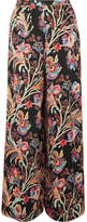 Etro - Floral-print Satin Wide-leg Pants - Black