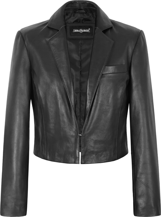 Carrie CH Hoxton Woman’s Elegant Look Real Leather Smart Blazer Shrug