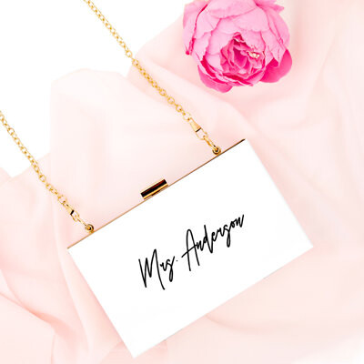 Koyal Wholesale Andaz Press Personalized Acrylic Clutch for Bride