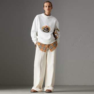 Burberry Cotton Linen Canvas Wide-leg Trousers