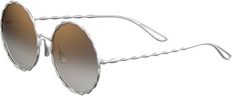 Elie Saab Mirrored Round Gold-Plated Sunglasses
