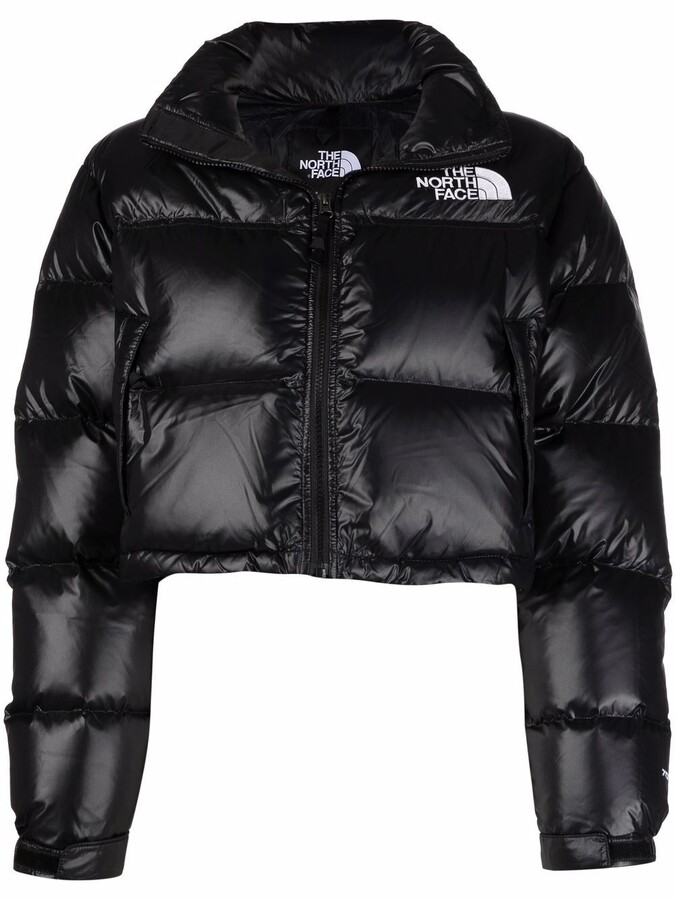 The North Face Logo-Print Cropped Feather-Down Puffer Jacket - ShopStyle