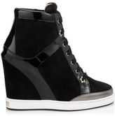 Thumbnail for your product : Jimmy Choo Panama Black Suede and Patent Wedge Sneakers