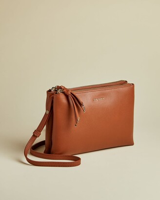 Ted Baker Double Pouch Leather Cross Body Bag