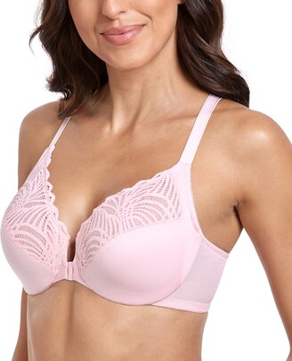 Lemorosy Unpadded Front Closure Lace Racerback Underwire Everyday Bra  Women's Full Figure Plus Size for Big Bust(Pink - ShopStyle