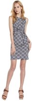 Thumbnail for your product : Julie Brown JB by navy and white printed stretch jersey 'Kathleen' knotted front sleeveless dress