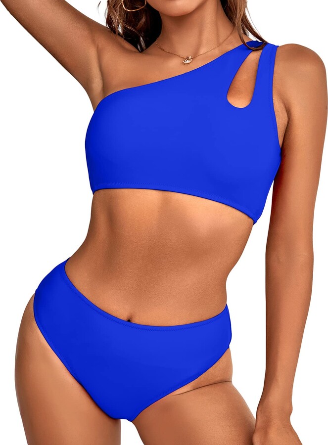 Women's Bikini Halter High Waist Push Up Swimwear One Colour Two-Part  Swimsuit Tummy Way Top String