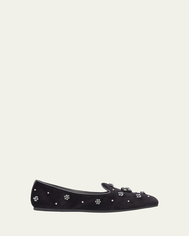 Poppy Beaded Suede Smoking Loafers