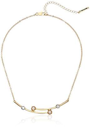 T Tahari essentials bright cry off white pearl frontal necklace