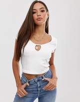 Thumbnail for your product : ASOS DESIGN keyhole crop top in white