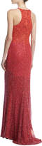 Thumbnail for your product : Badgley Mischka Sleeveless Ombre Sequin Gown, Red/Multicolor