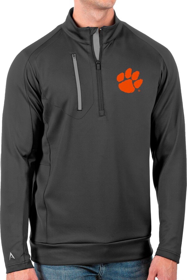 Antigua Men's Clemson Tigers Grey Generation Half-Zip Pullover Shirt, Small, Gray