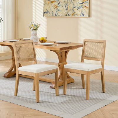 Bay Isle Home Farmhouse Rattan Dining Chairs Set of 2