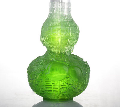 LIULI Crystal Art Crystal Hulu Gourd Sculpture, "Unrestrained Euphony"