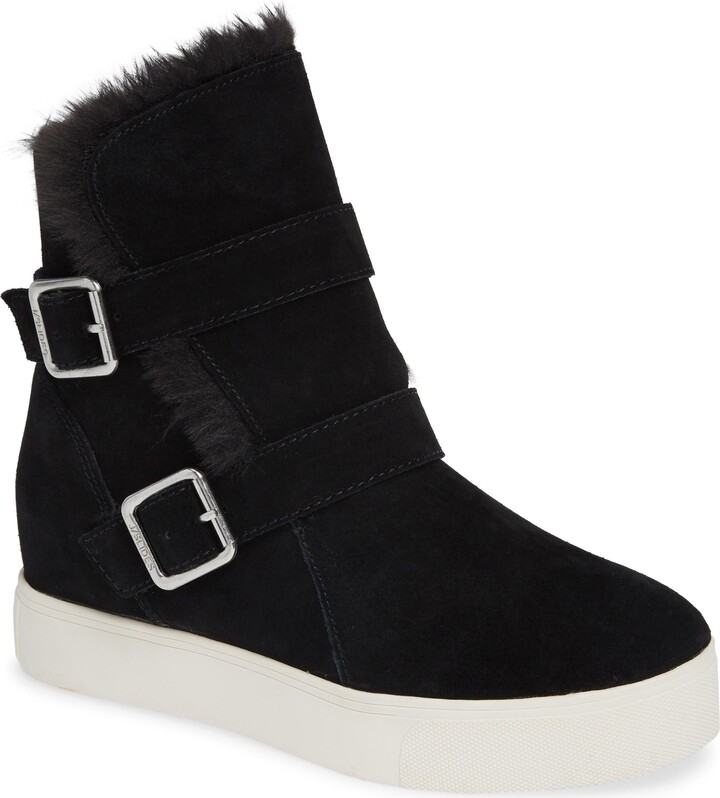J/Slides Wells Faux Fur Trim High Top Sneaker