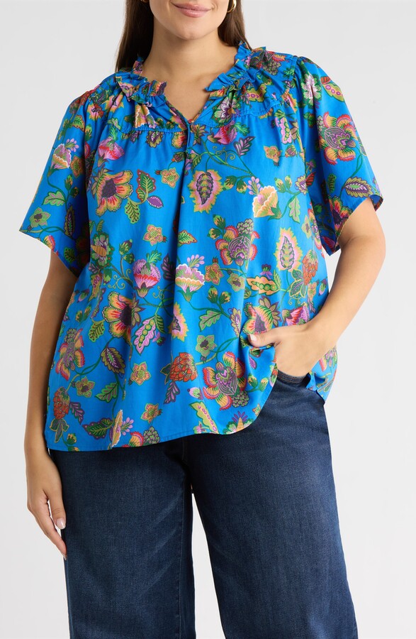 Sugar Lips Anabelle Darthy Floral Flutter Sleeve Top