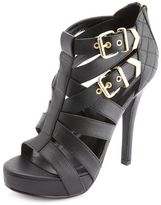 Thumbnail for your product : Charlotte Russe Quilted Strappy Buckled Platform Heels