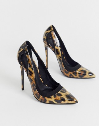 ASOS DESIGN Peaky stiletto court shoes in leopard