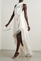 Thumbnail for your product : DANIELLE FRANKEL Carrie Lace-trimmed Wool And Silk-blend Charmeuse Gown - Ivory