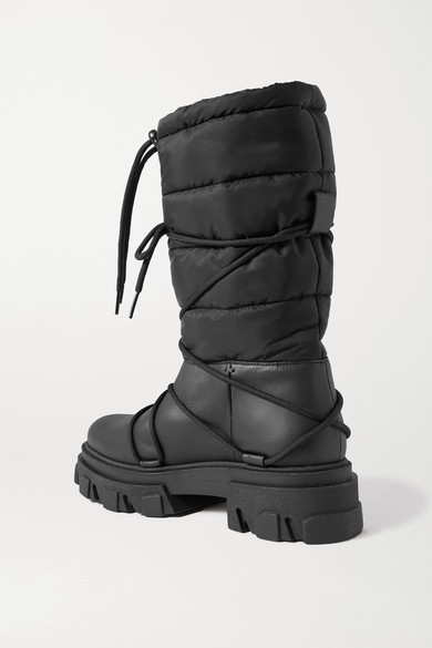 Ganni quilted shell and leather platform boots Clearance