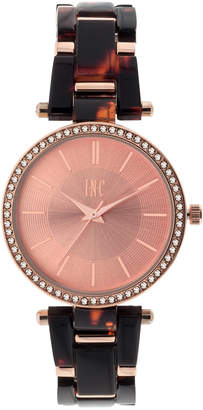 INC International Concepts Women's Metal & Acrylic Link Bracelet Watch 35mm, Created for Macy's