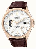 Thumbnail for your product : Citizen Eco-Drive Perpetual A.T. Rose Gold Plated and Brown Leather Strap Mens Watch