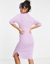 Thumbnail for your product : Noisy May Petite midi bodycon dress with collar detail in lilac