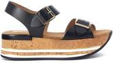 Thumbnail for your product : Hogan H354 Black Elather Sandal With Maxi Cork Sole