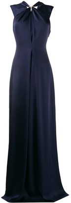 Victoria Beckham Twist Neck Floor-Length Gown