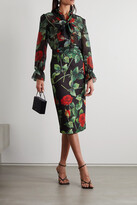 Thumbnail for your product : Dolce & Gabbana Pussy-bow Floral-print Silk-chiffon Blouse - Black