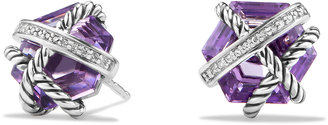 David Yurman Cable Wrap Earrings with Amethyst and Diamonds
