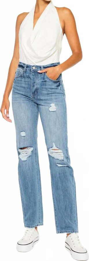 Kancan Hattie High Rise 90's Straight Leg Jeans In Blue