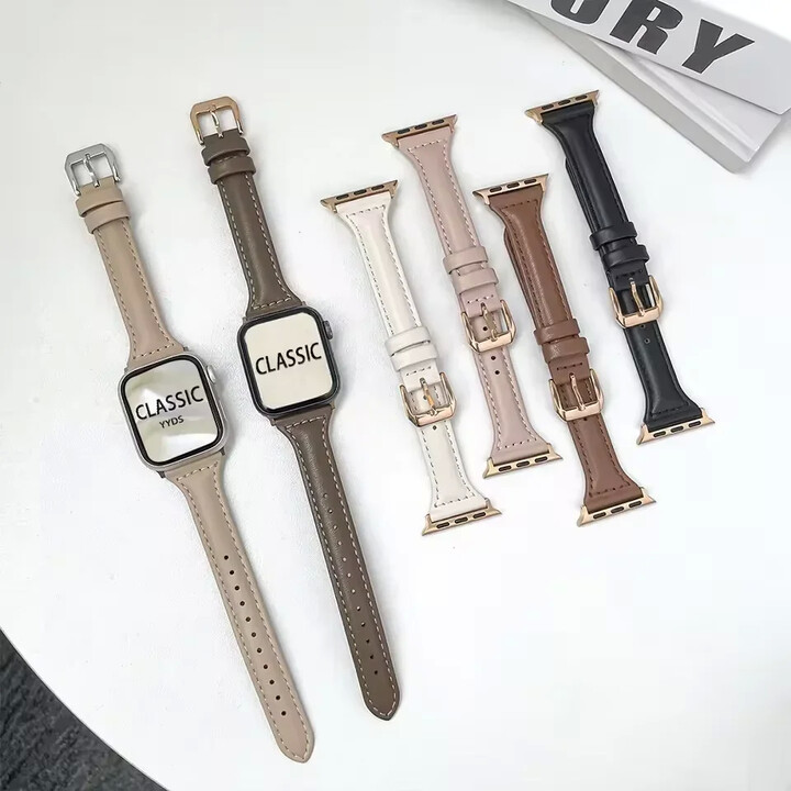 FancyWrist Slim Girl Strap For Apple Watch S10 42mm 46mm 9 8 7 41/45mm PU Leather Band 38/42mm For iwatch Bracelet SE 40 44mm 6 5 4 3 49mm