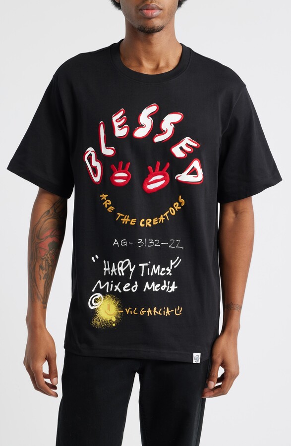 VIC GARCIA WORLD Blessed Embroidered Cotton Graphic T-Shirt