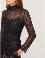 Thumbnail for your product : HUISHAN ZHANG Ladies Speckled Black Sequin-Embellished Silk Top