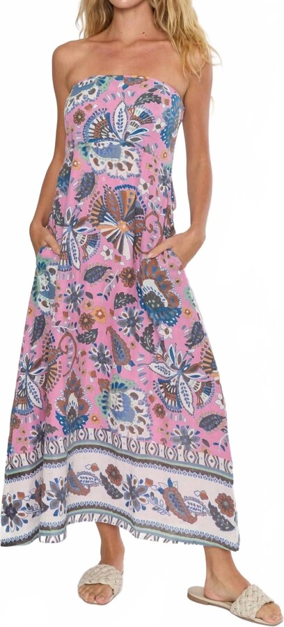 Raga Farrah Strapless Midi Dress In Fuchsia