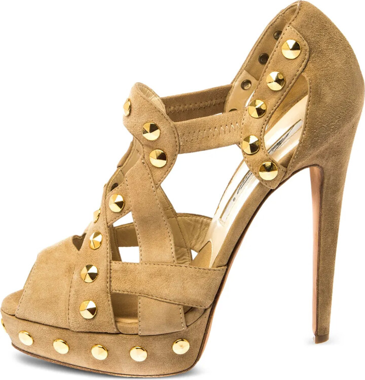 Brian Atwood 140mm Cutout Studded Sandals