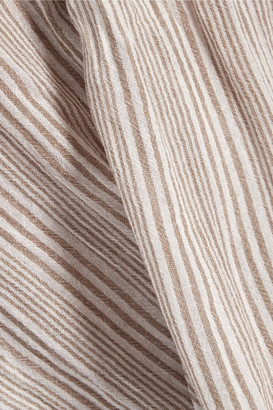 Derek Lam 10 Crosby Lace-Up Draped Striped Cotton-Gauze Top