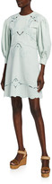 Thumbnail for your product : See by Chloe Borderie Anglaise Poplin Scalloped Dress