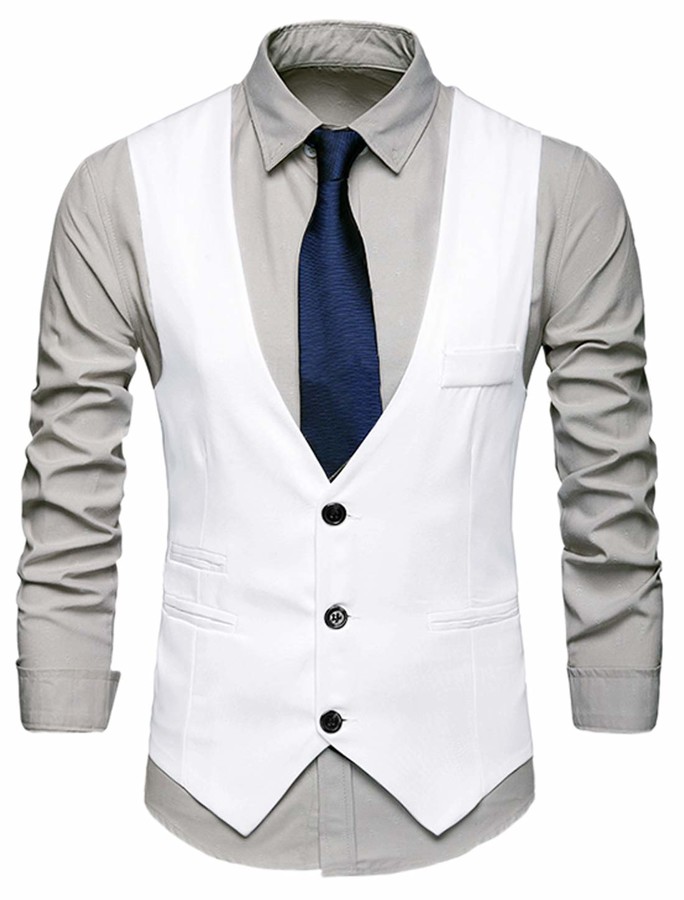 Lars Amadeus Men's Slim Fit Suit Vest Business Formal Dress Waistcoat ...